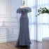 Luxury Blue Lace Off Shoulder Evening Dress for Women LA73125 - SERENE HILL