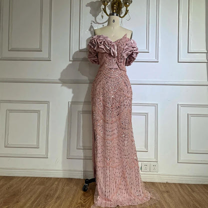 Luxury Dubai Luxury Dubai Off Shoulder Mermaid Sage Green Evening Dresses For Women Arabic Wedding Party Gown LA72281 - SERENE HILL