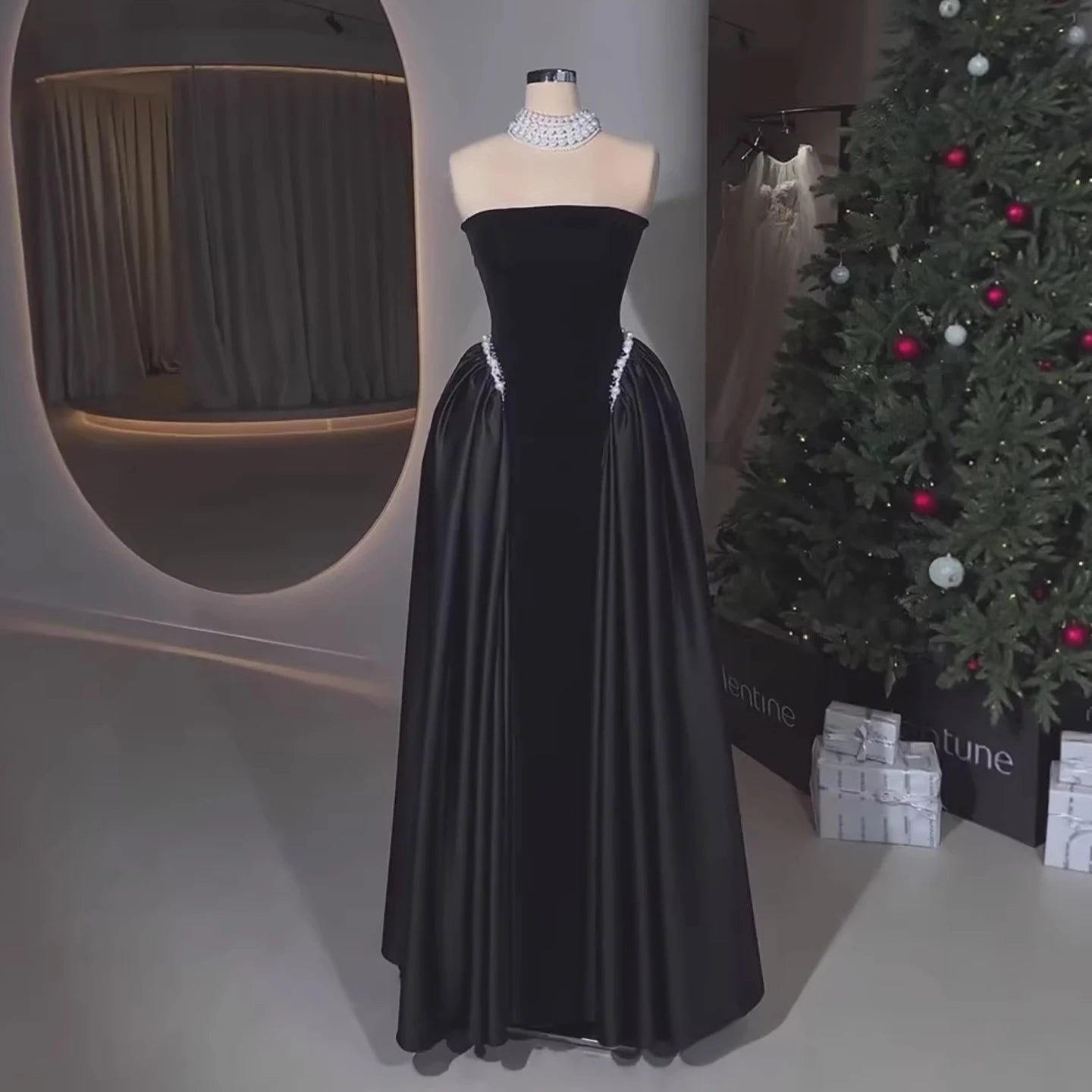 Luxury Navy Blue Mermaid Pearls Evening Dress Gowns With Skirt LA73351 - SERENE HILL