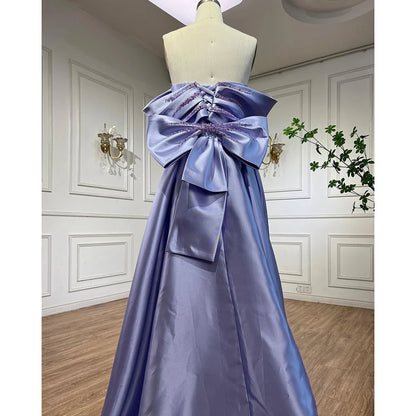 Elegant Off Shoulder Lilac Evening Dress with Overskirt LA72075 - SERENE HILL