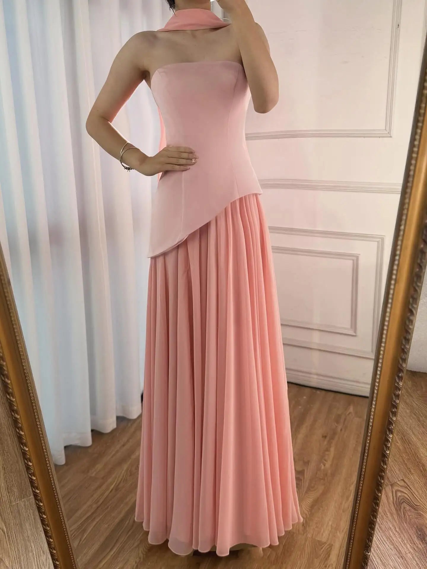 Luxury Lilac Elegant Evening Dress Flowing Skirt LA73165 - SERENE HILL