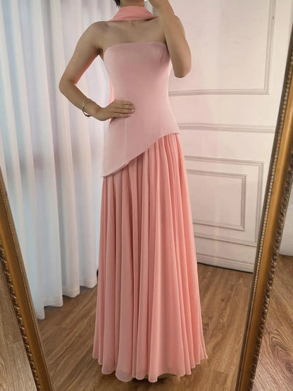 Luxury Lilac Elegant Evening Dress Flowing Skirt LA73165 - SERENE HILL