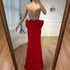 Designer Red Satin Evening Dress with Bow LA73060 - SERENE HILL