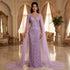 Serene Hill Arabic Luxury Dubai Mermaid Elegant Lilac Shawl Yarn Beaded Evening Dresses Gowns 2025 For Women Party LA72186 - SERENE  HILL