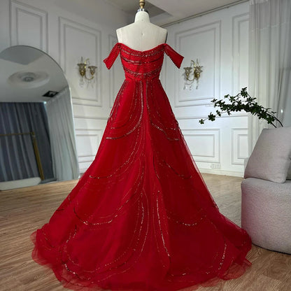 Luxury Pink Mermaid Beaded Evening Gown with Detachable Satin Overskirt LA72781 - SERENE HILL