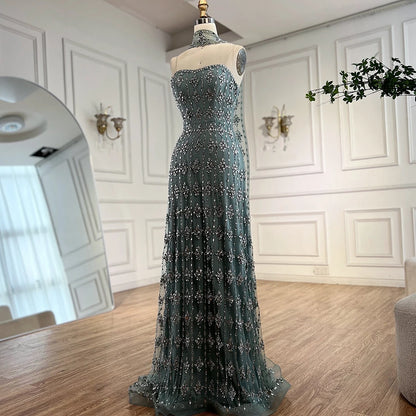 Luxury Nude Beaded Mermaid Evening Dress for Occasion Saudi LA72871 - SERENE HILL