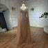 Dubai Luxury Nude Cape Sleeves Beaded Evening Dress LA72575A - SERENE HILL