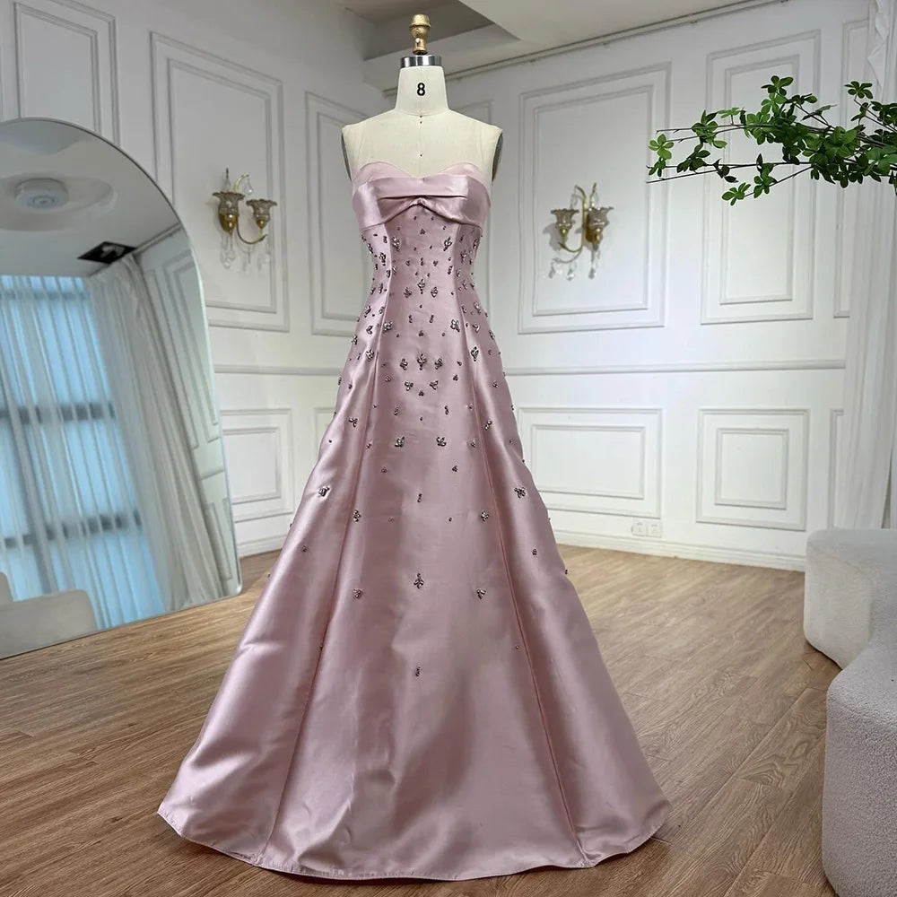 Pink Satin Mermaid Evening Gown with Big Bow LA72414B - SERENE HILL