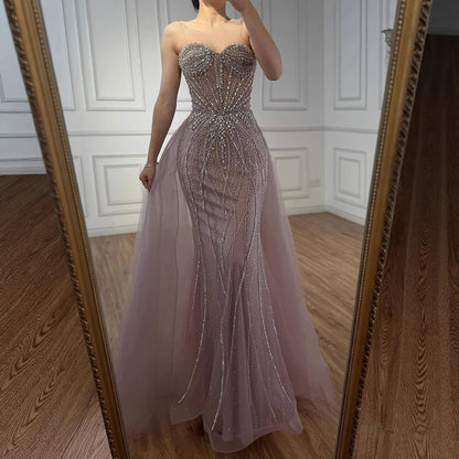 Luxury Nude Beaded Mermaid Evening Dress LA73133 - SERENE HILL