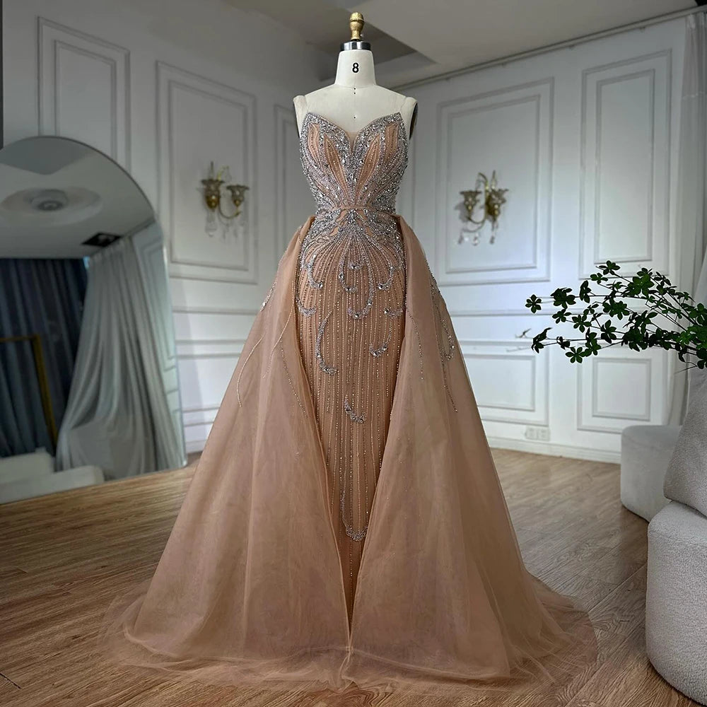Luxury Turquoise Mermaid Evening Dress with Overskirt LA72880 - SERENE HILL