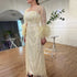Light Yellow Luxury Feathers Evening Dresses for Wedding Party LA71759 - SERENE HILL