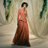 Brown Luxury Beaded Evening Gown with Blazer Top and Pleated Skirt LA72918 - SERENE HILL