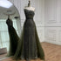 Luxury Olive Green Beaded Mermaid Evening Dress with Detachable Overskirt LA73164A - SERENE HILL