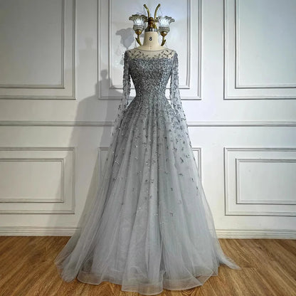 Luxury Beaded Evening Dress With Cape Sleeves LA72965 - SERENE HILL