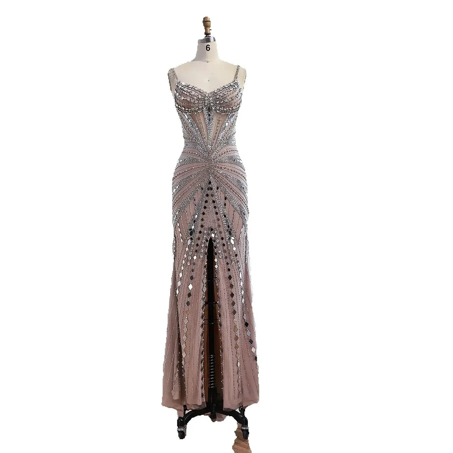 Luxury Nude Corset Beaded Mermaid Prom Dress LA72803A - SERENE HILL