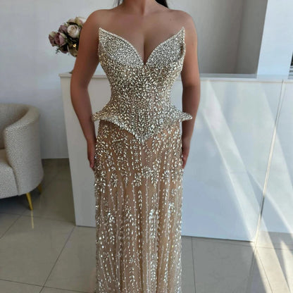 Luxury Kosovo Crystal A-Line Two Piece Evening Dress LA73209 - SERENE HILL