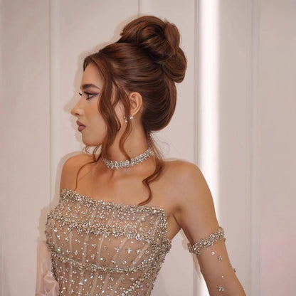 Luxury Dubai Crystal Mermaid Evening Dress with Skirt LA73220 - SERENE HILL