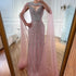 Luxury Nude Beaded Mermaid Evening Dress with Cape LA72814 - SERENE HILL