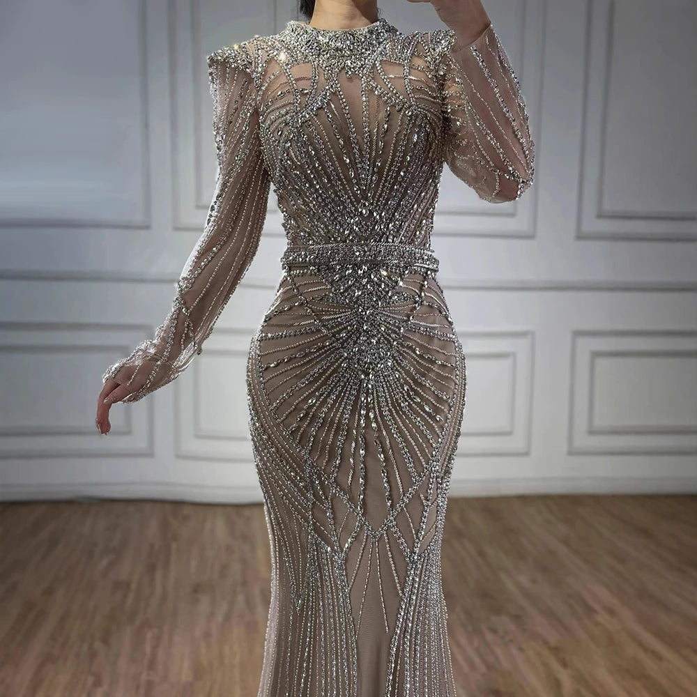 Modest Caramel High Collar Evening Dress for Wedding Guest LA73203 Caramel / 16W Modest Caramel High Collar Evening Dress for Wedding Guest LA73203 Caramel / 16W