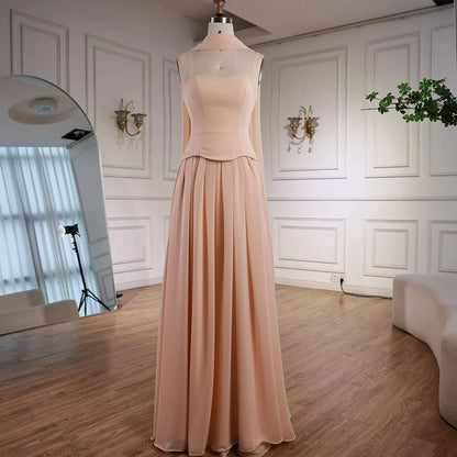 Elegant Turquoise Chiffon A-Line Evening Dress LA73012 - SERENE HILL