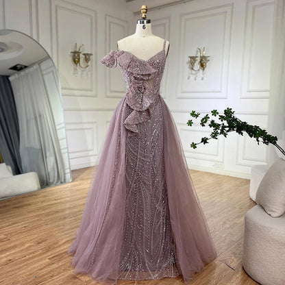 Serene Hill Golden Mermaid Evening Dress With Skirt - Women&