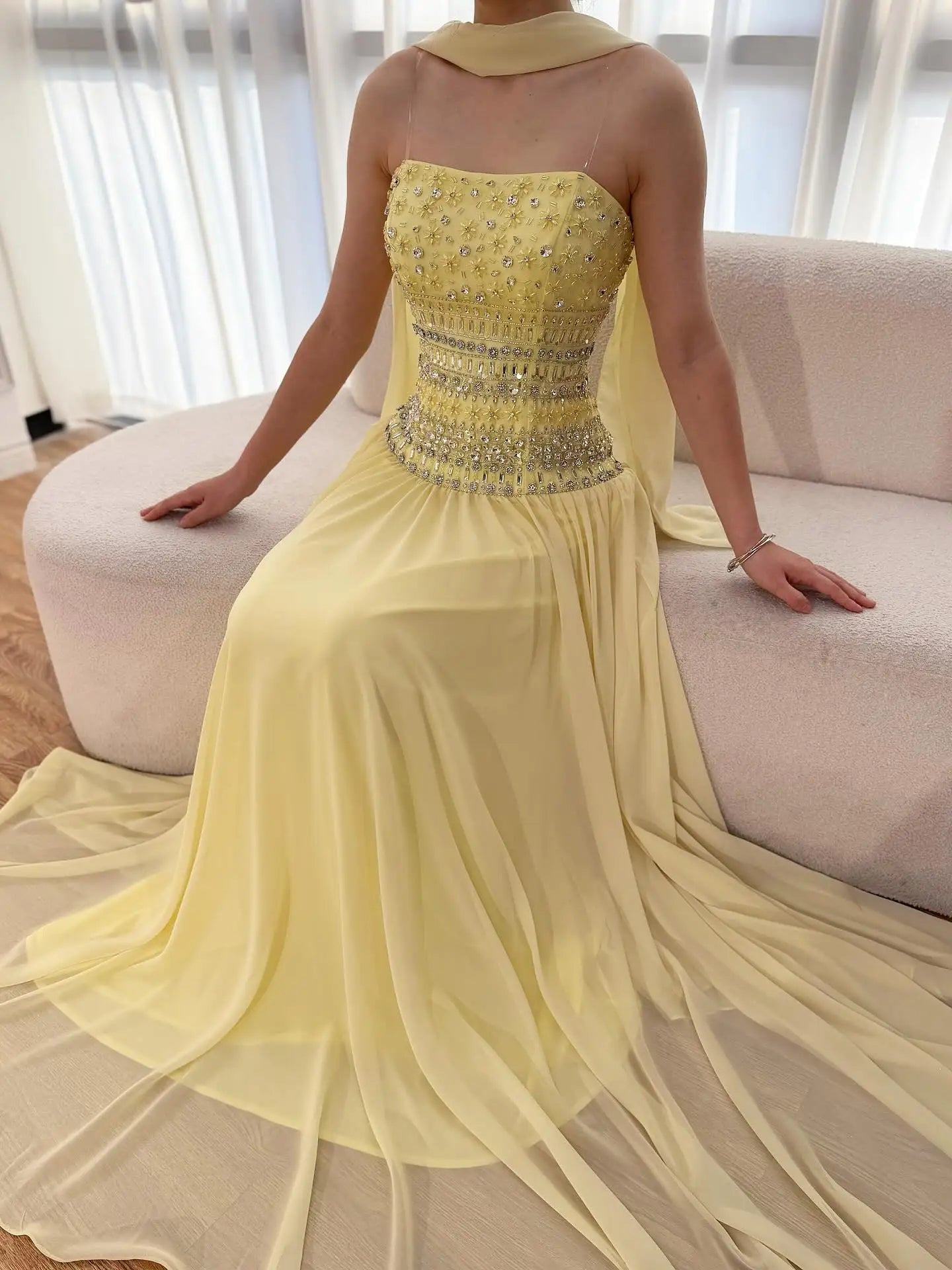 Lilac Beaded A Line Arabic Evening Dress LA73044 - SERENE HILL