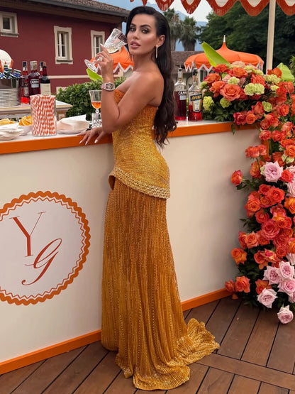 Serene Hill Arabic Orange Two Pieces Corset Evening Dress LA73444 - SERENE HILL