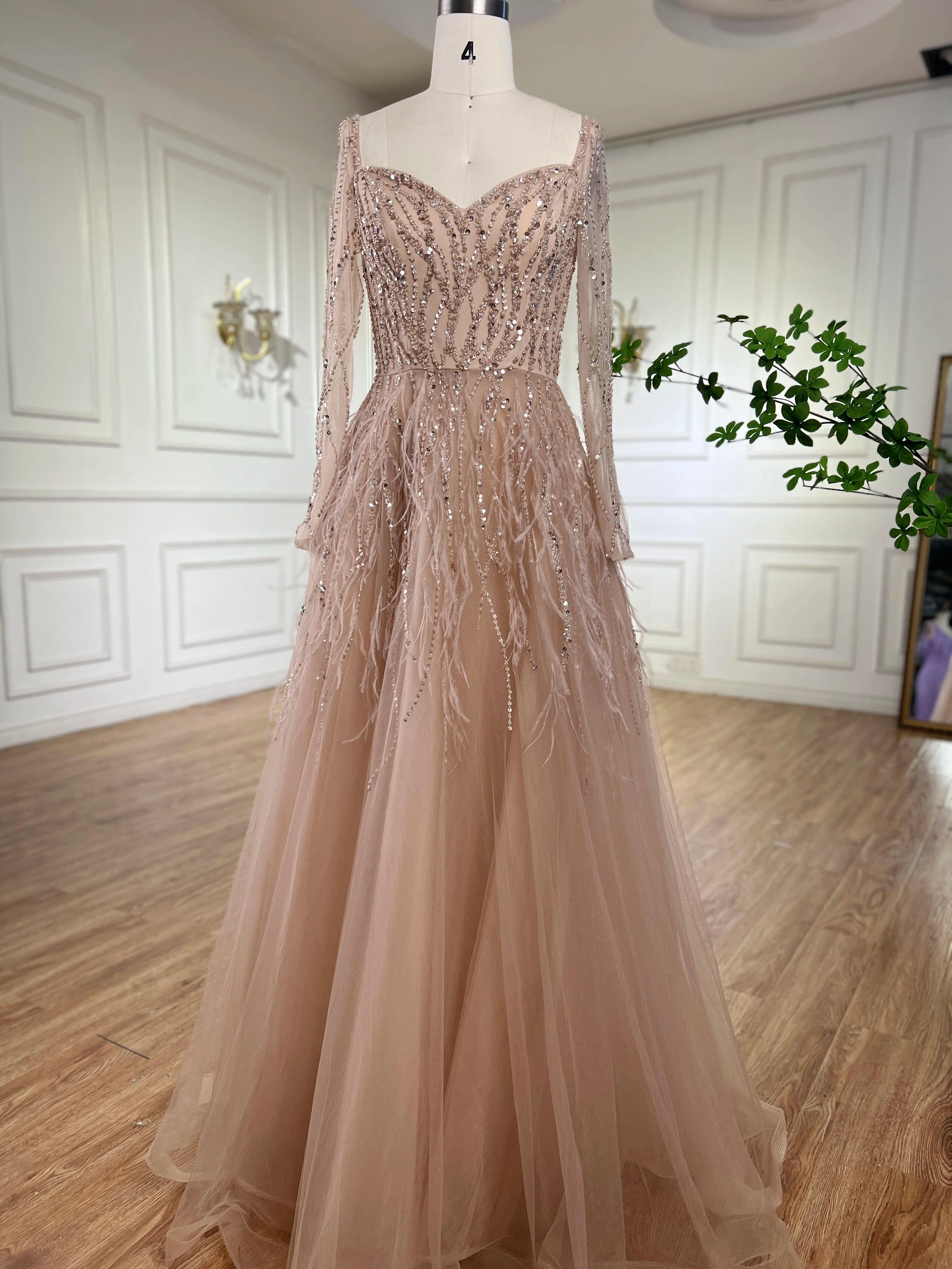 Feathers Black Evening Dresses for Women Wedding Party LA71468 - SERENE HILL