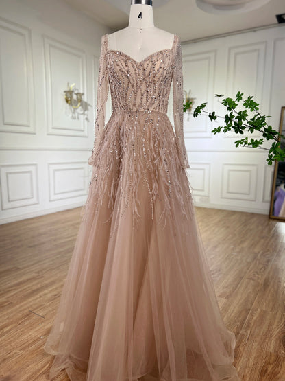 Feathers Black Evening Dresses for Women Wedding Party LA71468 - SERENE HILL