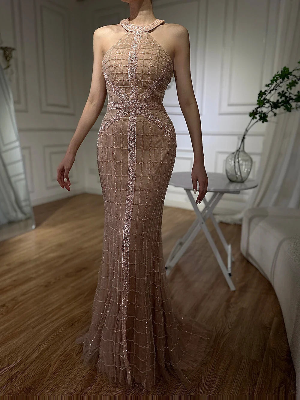 Luxury Pink Mermaid Evening Dresses On Sale No Return No Refund Sale Newest Fashion LA6124 - SERENE HILL