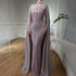 Modest Muslim Sage Green Evening Dress with Cape Long Sleeves LA72413A - SERENE HILL