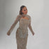 Luxury Arabic Nude Crystal Beaded Mermaid Evening Dress with Jacket LA73376 - SERENE HILL