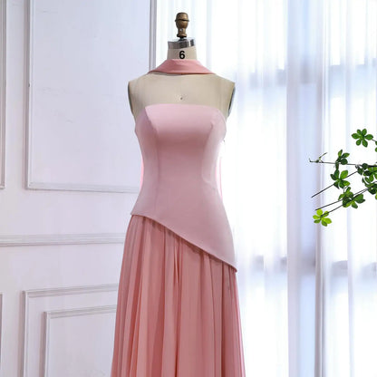 Luxury Lilac Elegant Evening Dress Flowing Skirt LA73165 - SERENE HILL