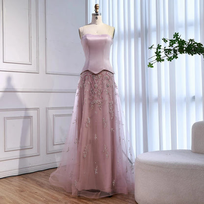 Elegant Sage Green Beaded A-Line Evening Dress Gown LA72809 - SERENE HILL