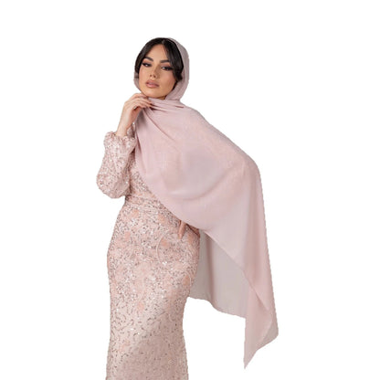 Luxury Pink Pearls Beaded Muslim Mermaid Evening Dress LA73417 - SERENE HILL