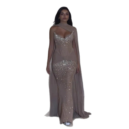 Luxury Arabic Nude Beaded Corset Evening Dress LA73343 - SERENE HILL