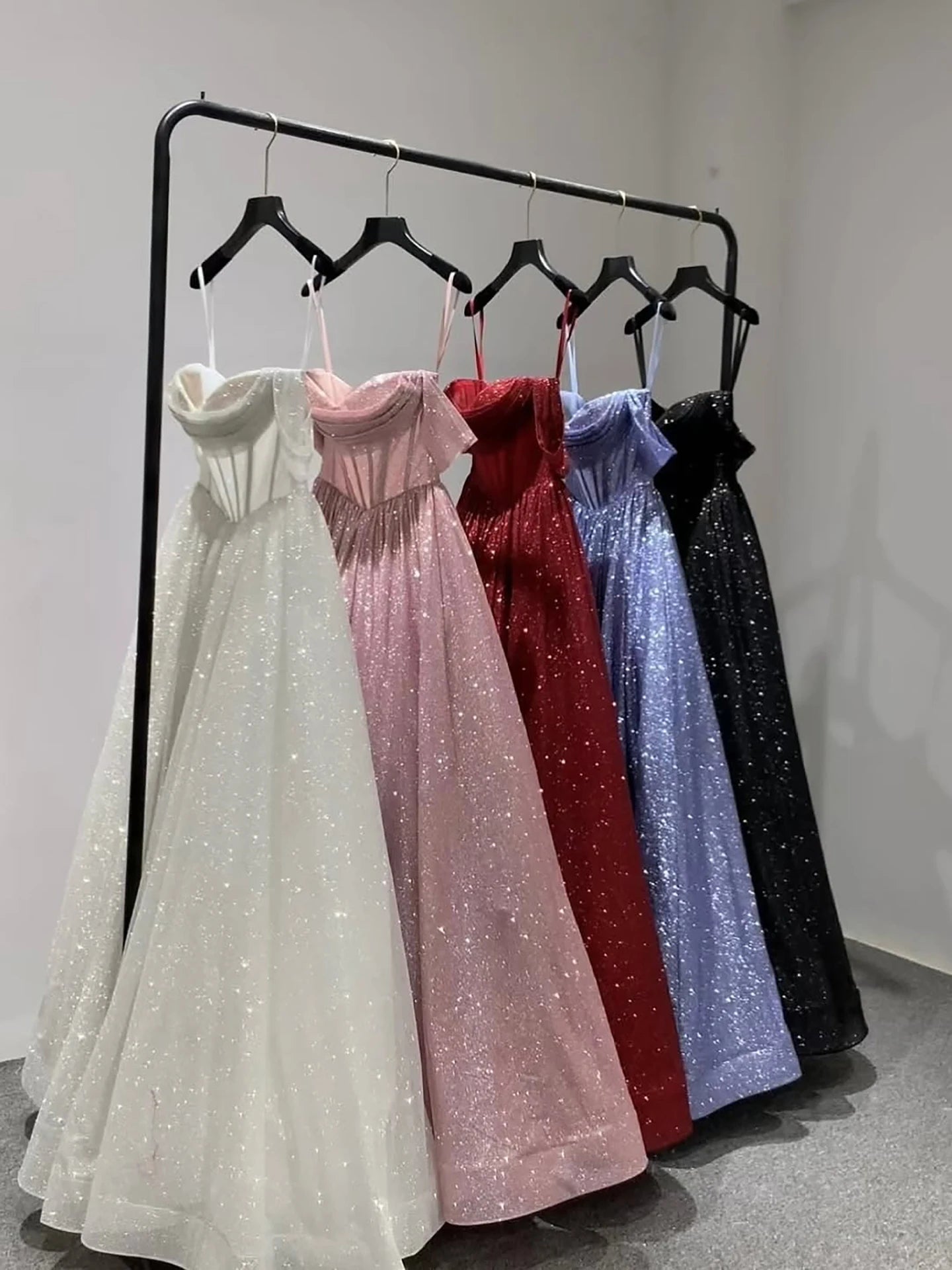 Luxury Pink Sequin Off Shoulder Evening Dress Ball Gown LA73456 - SERENE HILL