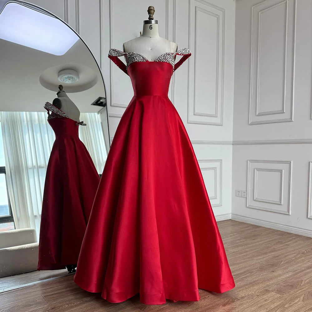 Luxury Red Beaded A-Line Prom Dress with Spaghetti Straps LA73049 - SERENE HILL