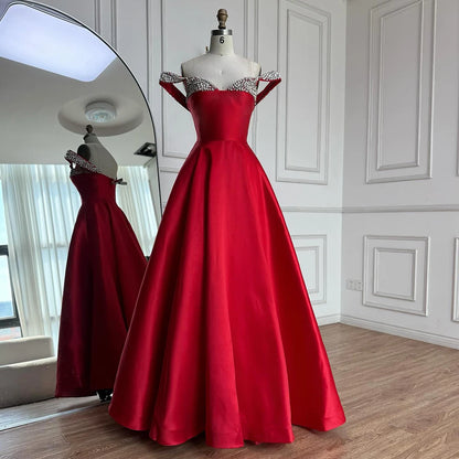 Luxury Red Beaded A-Line Prom Dress with Spaghetti Straps LA73049 - SERENE HILL
