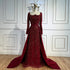 Luxury Wine Red Mermaid Evening Dress with Overskirt Plus Size LA72352A - SERENE HILL