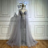 Luxury White Sequin Mermaid Evening Dress with Cape LA72996 - SERENE HILL
