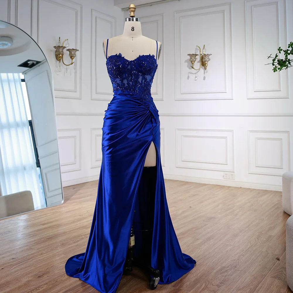 Luxury Sage Green Satin Prom Dress with Slit LA73032 - SERENE HILL