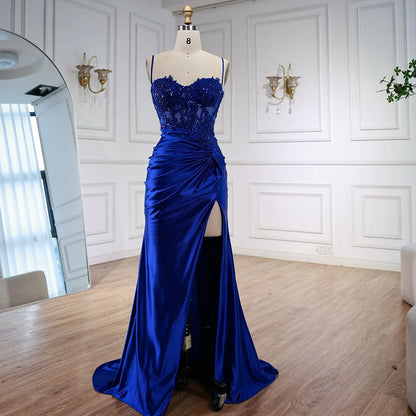 Luxury Sage Green Satin Prom Dress with Slit LA73032 - SERENE HILL