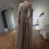 Luxury Caramel A-Line Cape Sleeve Beaded Evening Dress LA72306B - SERENE HILL