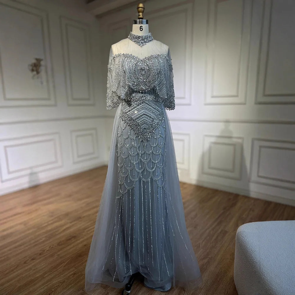 Luxury Designer  Beaded Evening Dress with Overskirt LA73129 