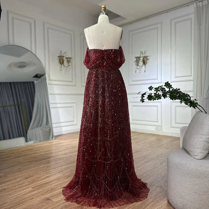 Luxury Nude A-Line Evening Gown with Pearl Beading LA72738A - SERENE HILL