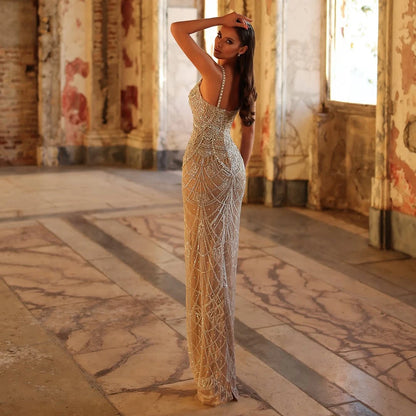 Luxury Nude Mermaid Evening Dress with Spaghetti Straps LA72986 - SERENE HILL