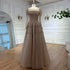 Luxury Caramel A-Line Beaded Evening Dress with Long Sleeves LA73077 - SERENE HILL
