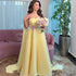 Luxury Yellow A Line Evening Dress with Cape LA73045 - SERENE HILL