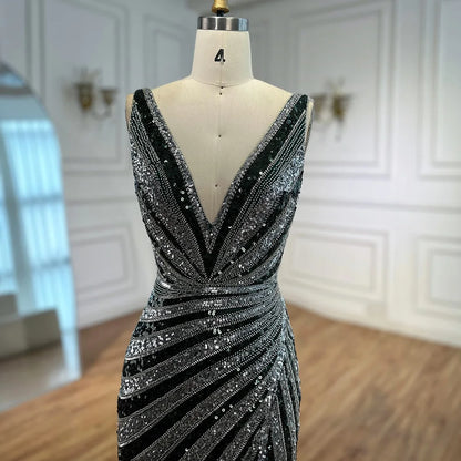 Luxury Green Beaded Mermaid Prom Dress with Split LA72613 - SERENE HILL